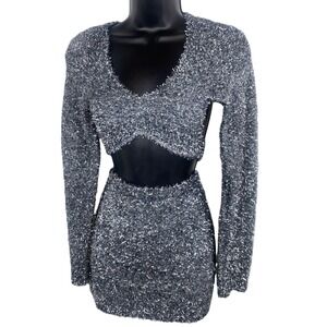 $80 NWT Medium PLT Holiday Metallic Tinsel‎ Mini Skirt Crop Set Christmas Winter